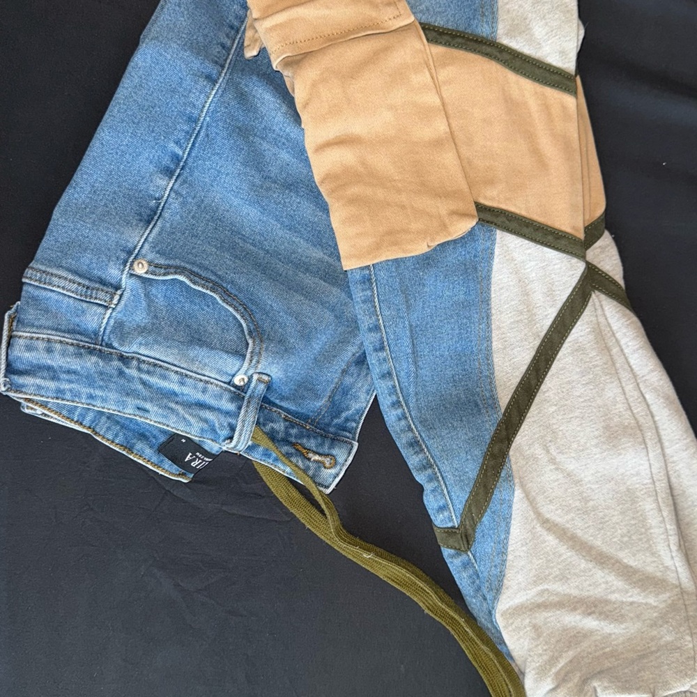 AKIRA Blue and Tan Patchwork Jeans